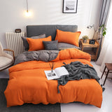 Tineit Solid Bedding Set for Kids and Adults, Single, Double Size Bed Linen, Duvet Cover, Pillowcase, Orange and Grey,  Home Text