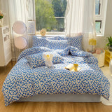 Tineit Bedding Set Floral Style Duvet Cover Pillowcase and Bedsheet Home Bed Linen Set Single/Queen Size Bedclothes