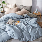 Tineit INS White And Blue Grey Solid Color Bedding Set Flat Bed Sheet Duvet Cover Double Full Queen King Bedclothes Pure Bedroom Linen