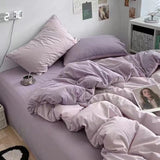 Tineit Purple Tulip Bedding Set INS Bed Linens Duvet Cover 150x200 Double Queen King Quilt Cover Soft Polyester Bedclothes Flat Sheets