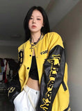 Tineit 2024 Fall Fashion Collar Contrast Loose Baseball Jacket