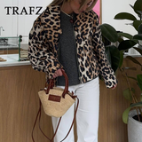 cold weather outfits Tineit 2024 Spring Summer Casual LEOPARD Women Jackets Fashion Vintage Turn-down Collar Zipper Streetwear Ladies Jackets