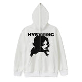 Tineit Y2K Retro Print Hoodies Women Autumn and winter Casual Oversized Long Sleeve Pullovers Tops Harajuku Unisex Loose Sweatshirt emo