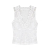 Tineit Early Autumn 2025 New Pure Desire Sexy Hot Girl Lace Vest Slim Fit Knitted Tops Women's Clothing Korean Fashion Two Piece Set