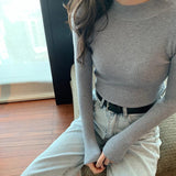 thanksgiving outfit Tineit Knitted Solid Slim Turtleneck Women Casual Simple Elastic Thin Pullover Sweaters Lady Korean Autumn Chic Daily Basic Knitwear