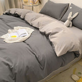 Tineit INS White And Blue Grey Solid Color Bedding Set Flat Bed Sheet Duvet Cover Double Full Queen King Bedclothes Pure Bedroom Linen