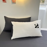 Tineit Ins Cartoon Panda Bedding Set Towel Embroidery Duvet Cover Queen Twin Full Size Grey Bed Flat Sheet Quilt Cover Pillowcases