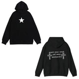 Tineit Cross double-sided print sweatshirt street versatile casual Y2K tops retro Harajuku rocks aesthetic emo girl punk women's hoodie