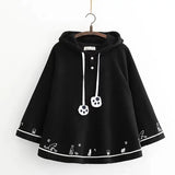 Tineit Japanese Ponchos Fall Winter Clothing Cute Jackets for Women Cat Ears Hooded Oversized Coats Y2k Tops Fashion Sweet Capes 49C648