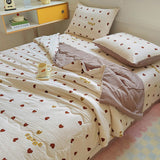 Tineit 2024 New Summer Water Washed Glutinous Cotton Summer Bedding Cover Set of Four Pieces