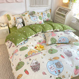 Tineit Cute Bear Bedding Set No Filler Ins Korean Style Duvet Cover Pillowcase 2024 New Single Full Size Kids Adult Soft Bed Linen