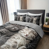 Tineit 3pcs Cat Animal Duvet Cover Set 3D Cute Pet Cat HD Printing Bedding For Home Dorm