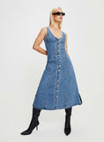 Tineit Midler Denim Midi Dress Mid Blue