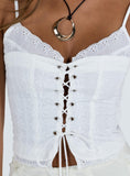 Tineit-Amitri Lace Up Top Ivory