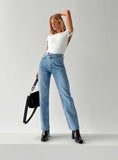 Tineit-Holly Asymmetric Straight Leg Jean Light Wash Denim Lower Impact