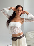 Tineit-Alyda Long Sleeve Lace Top White