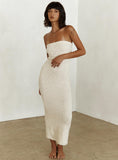 Tineit Cloud Strapless Boucle Maxi Dress Cream