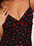 Tineit Karena Mini Dress Black / Red Floral