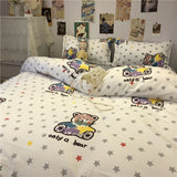 Tineit Ins Style Fashion Butterfly Bedding Set For Girls Boys Double Size Flat Sheet Duvet Cover Pillowcase Bed Linen Home Textile