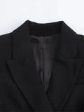 Tineit Elegant Long Blazer Coat Women Belts Single Breasted Black Notched Long Sleeve Pocket Suit Jacket Female 2025 Spring Street Top