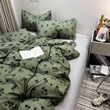 Tineit Ins Style Luxury Retro Style Small Fresh Floral Quilt Set Four Piece Bedding Set Student Dormitory Three Piece Bed Sheet Set