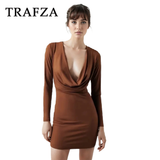 cold weather outfits Tineit 2024 Spring Summer Sexy Draped Women Dresses Fashion Elegant Slim V Neck Solid High Waist Chic Nightclub Mini Dresses