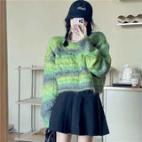 thanksgiving outfit Tineit Y2K Stripe Tie Dye Women Knit Short Sweaters Autumn Korean Rainbow Sweet Pullover Harajuku Streetwear All Match Crop Jumpers