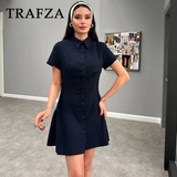 cold weather outfits Tineit 2024 Spring Summer Casual Women Shirt Dresses Fashion Streetwear Turn-down Collar Pleated Single Breasted Short Dresses