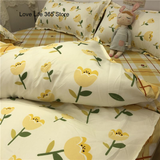 Tineit Ins Style Fashion Butterfly Bedding Set For Girls Boys Double Size Flat Sheet Duvet Cover Pillowcase Bed Linen Home Textile