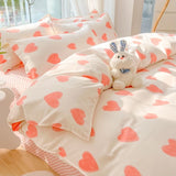 Tineit Ins Pink Rose Bedding Set Polyester Bed Sheet Pillowcase Quilt Cover Full Twin Queen Size Bed Linen Girls Floral Duvet Cover