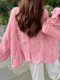 Tineit Solid Cutout Loose Knit Sweater