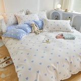 Tineit Kawaii Bedding Set Kids Adult Flat Sheet Duvet Cover Pillowcase Single Double Full Size Bed Linen Floral Cherry Home Textile