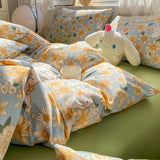 Tineit Bedding Set Floral Style Duvet Cover Pillowcase and Bedsheet Home Bed Linen Set Single/Queen Size Bedclothes