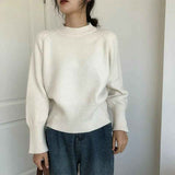 thanksgiving outfit Tineit Autumn Cashmere Knitted Sweaters Women Winter Warm Casual Mock Neck Solid Jumpers Harajuku Loose Simple Pullovers Sweater New