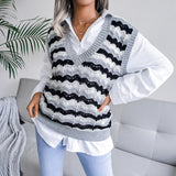 Tineit 2024 Fall Fashion Hollow Leaf Casual Knitted Sweater