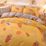 Tineit Orange Bedding Set Girls Boys Bed Linen Sheet Plaid Duvet Cover No Filling 240x220 Single Double Queen King Bedclothes