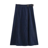 cold weather outfits Tineit 2024 Spring Summer Casual Denim Women Skirts Fashion Vintage Loose Sashes Elegant Chic Ladies Long Skirts