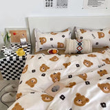 Tineit Korean Style Bedding Set Boys Girls Twin Queen Size Duvet Cover Flat Sheet Pillowcase Bed Linens Kids Adult Fashion Home Textile