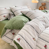 Tineit Floral Ins Bedding Set Cotton Made No Filler Duvet Cover Flat Sheet Pillowcase Single Queen Size Soft BedSpread Home Textile