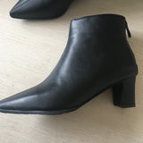 cold weather outfits Tineit ankle boots women Pointed toe bootie 5cm Thick heel botines mujer chaussures femme Spring A1439