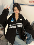 Tineit 2024 Fall Fashion Patchwork 90s Oversized Jacket