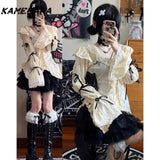 Tineit Y2k Vintage Lace Shirts Women Gothic Aesthetic Goth Bandage Blouse Harajuku Fairycore 2000s Lolita V Neck Tops Japanese