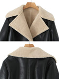 Tineit Leeana Shearling Faux Leather Aviator Jacket