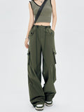 christmas outfit Tineit Women's Green Cargo Pants Baggy 90s Aesthetic Parachute Pants Harajuku Japanese 2000s Style Y2k Vintage Trousers Trashy Clothes