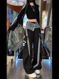 christmas outfit Tineit Women Black Gothic Pants with Skirt Baggy Emo Parachute Pants Harajuku Japanese 2000s Style Y2k Vintage Trousers Fashion Clothes