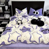 Tineit Ins Blue Flower Duvet Cover Set Soft Flat Sheet Quilt Cover Pillowcase Bed Linen Girls Twin Queen Full Size Fashion Bedding Sets