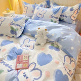 Tineit Flowers Rabbit Bedding Set Ins No Filler Single Queen Size Duvet Cover Flat Sheet Pillowcase Girls Boys New Comforter Duvet