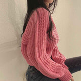 thanksgiving outfit Tineit Zoki Autumn Knit Short Sweaters Fashion Sexy Hollow Out Long Sleeve O Neck Solid Pullover Loose Korean All Match Crop Jumper New