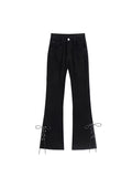 christmas outfit Tineit Women Black High Waist Skinny Flare Pants Gothic Y2k Fake Two Pieces 2020 Slim Fit Femme Spring Stretchy Wide Leg Trousers New