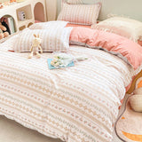 Tineit Princess Style Bedding Set Girls Twin Queen Full Size Duvet Cover Set Bed Flat Sheet Pillowcase Kids Adult Pink Letter Bed Linen